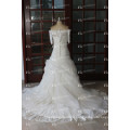 ED Real Sample Lace Ruffle Organza Pleating Bow Detachable Skirt Wedding Dresses